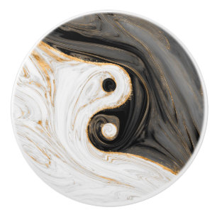 Yin Yang Liquid Marble Ceramic Knob