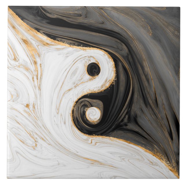 Yin Yang Liquid Marble Tile (Front)