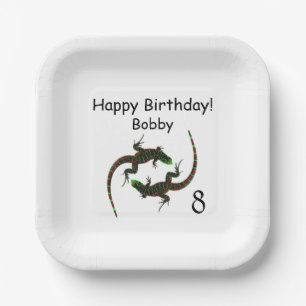 Yin Yang Lizards Age Birthday Paper Plate