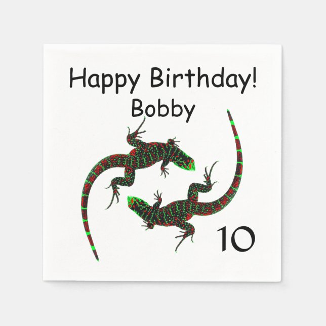 Yin Yang Lizards Birthday Napkin (Front)