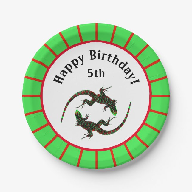 Yin Yang Lizards Birthday Paper Plate (Front)