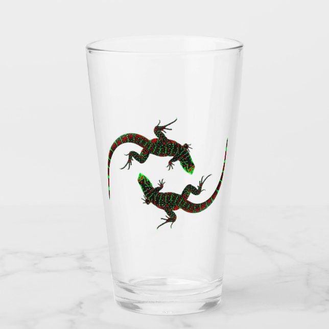 Yin Yang Lizards Glass (Front)