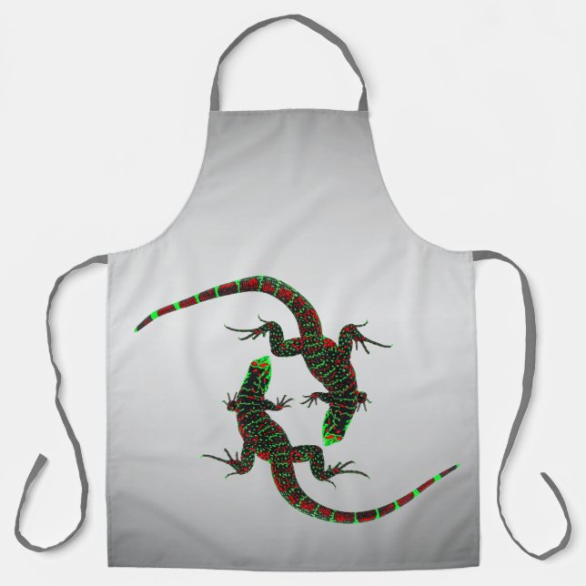 Yin Yang Lizards Silver Apron (Front)