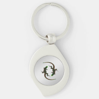 Yin Yang Lizards Silver Keychain