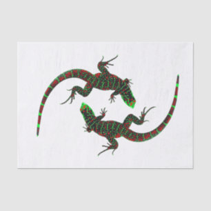 Yin Yang Lizards White Tissue Paper