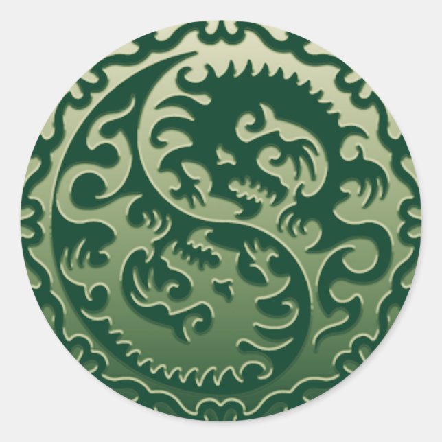 Yin Yang Magical Dragons 2 Classic Round Sticker (Front)