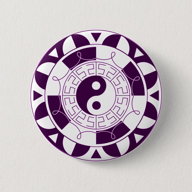 Yin Yang Mandala 2 Inch Round Button (Front)