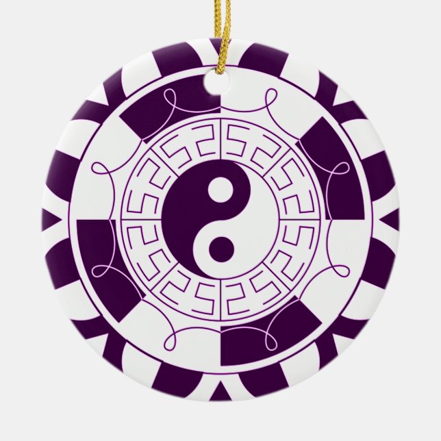 Yin Yang Mandala Ceramic Ornament (Front)