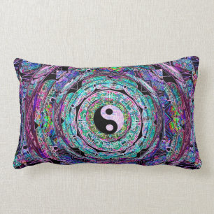 Yin Yang Mandala in Purple Colours Lumbar Pillow