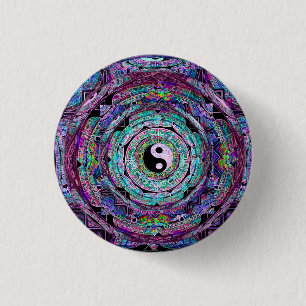 Yin Yang Mandala Purple 1 Inch Round Button