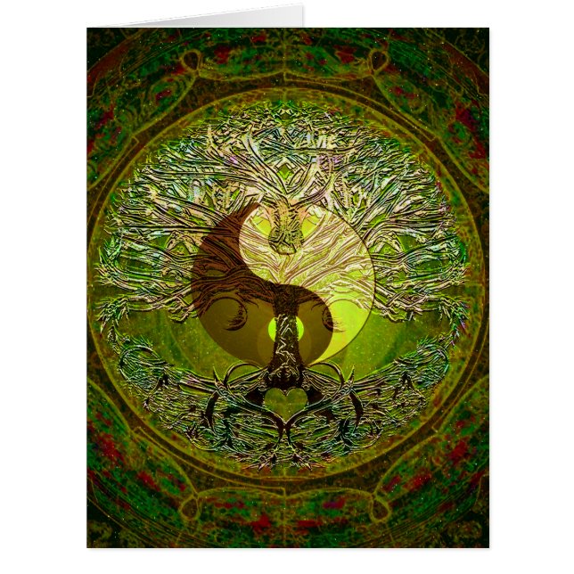 Yin Yang Mandala vert avec l'arbre de vie (Devant)
