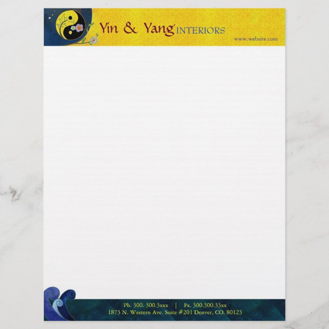 Yin & Yang Massage Therapy Business Letterhead (Front)