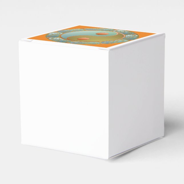 Yin Yang Medallion Gold Turquoise Favor Box (Front Side)