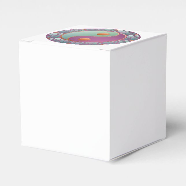 Yin Yang Medallion Violet Turquoise Favor Box (Front Side)