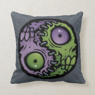 Yin Yang Monsters Throw Pillow