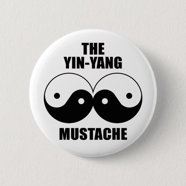 Yin-Yang Moustache 2 Inch Round Button (Front)