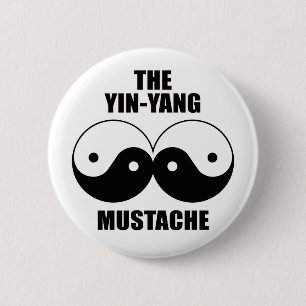 Yin-Yang Moustache 2 Inch Round Button