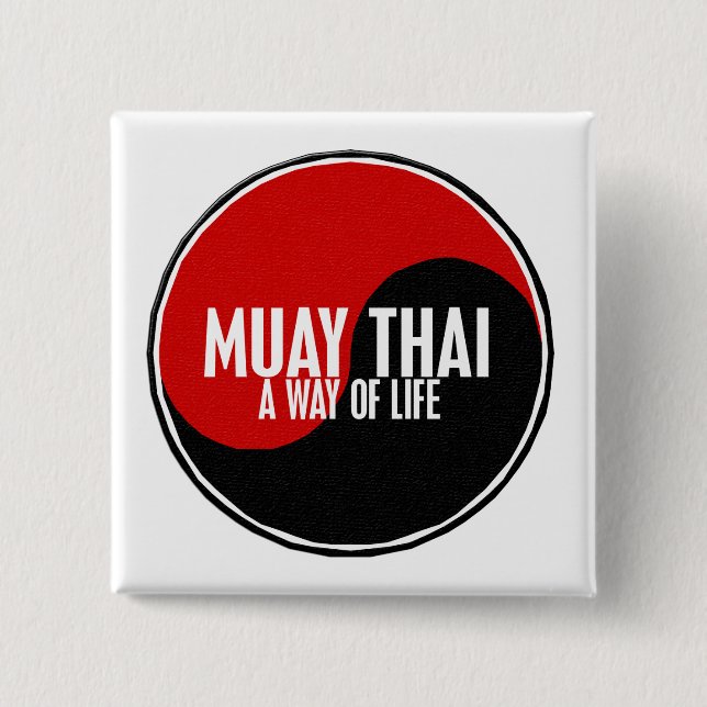 Yin Yang Muay Thai 1 2 Inch Square Button (Front)