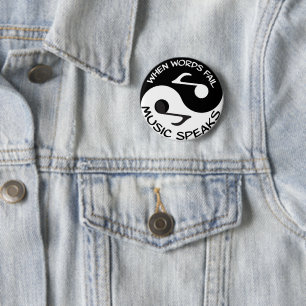 Yin yang music 2 inch round button