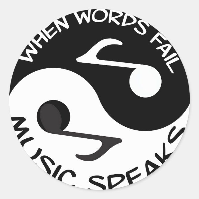 Yin yang music classic round sticker (Front)