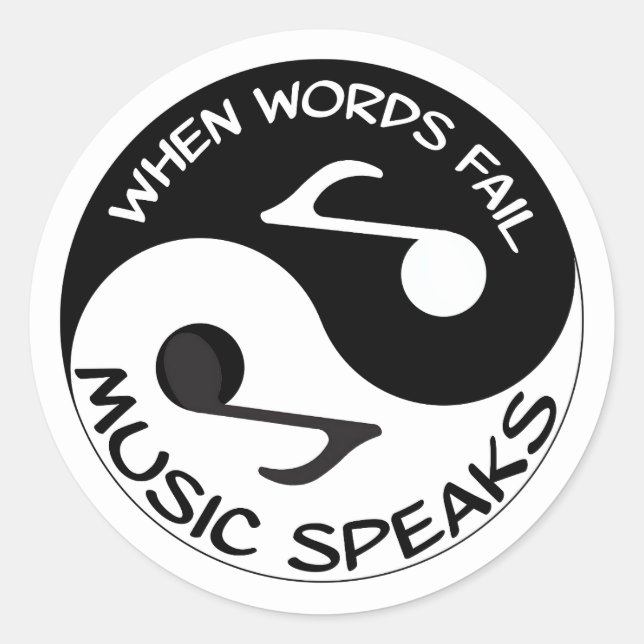 Yin Yang Music Classic Round Sticker (Front)