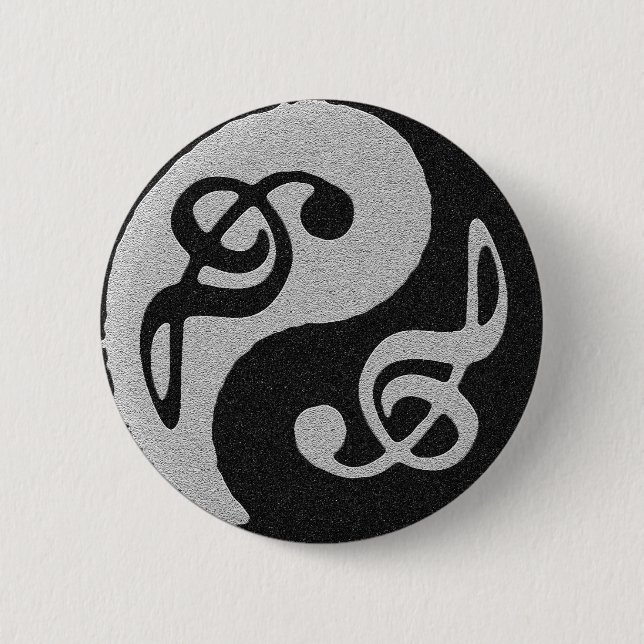 yin yang music clave note 2 inch round button (Front)