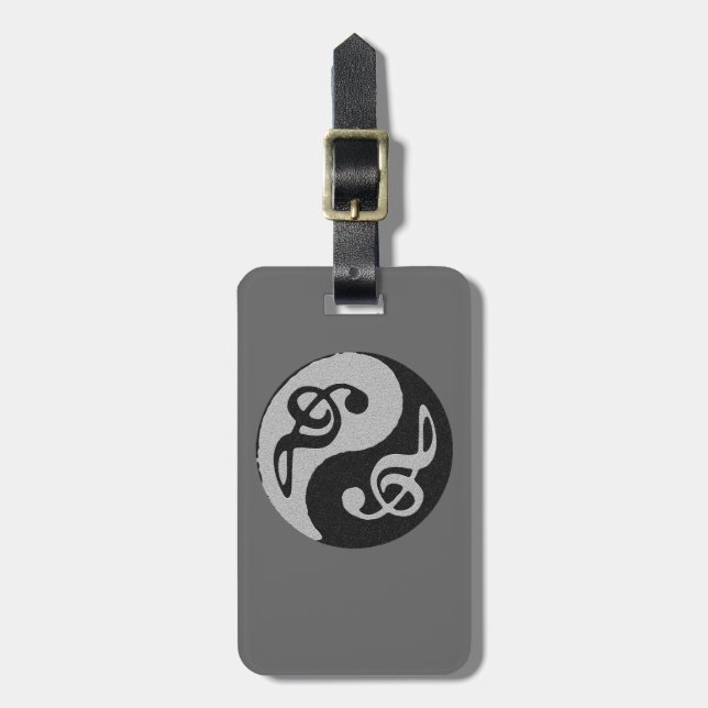 yin yang music clave note luggage tag (Front Vertical)