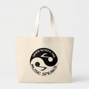 Yin yang music large tote bag