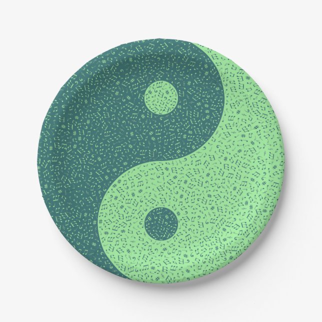 Yin Yang Music Notes Paper Plate (Front)