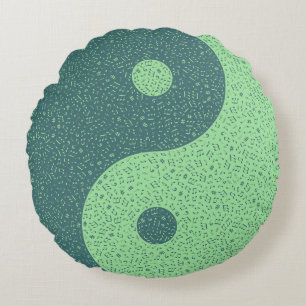 Yin Yang Music Notes Round Pillow
