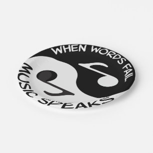 Yin yang music paper plate