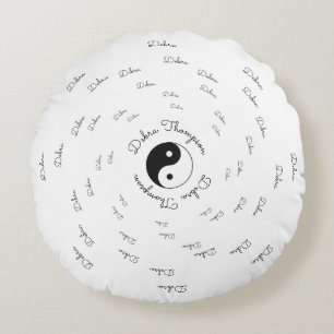 Yin Yang - name personalized circular Round Pillow