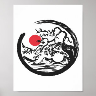 Yin Yang Natural Bonsai Tree Qi Gong Yoga Tai Chi  Poster