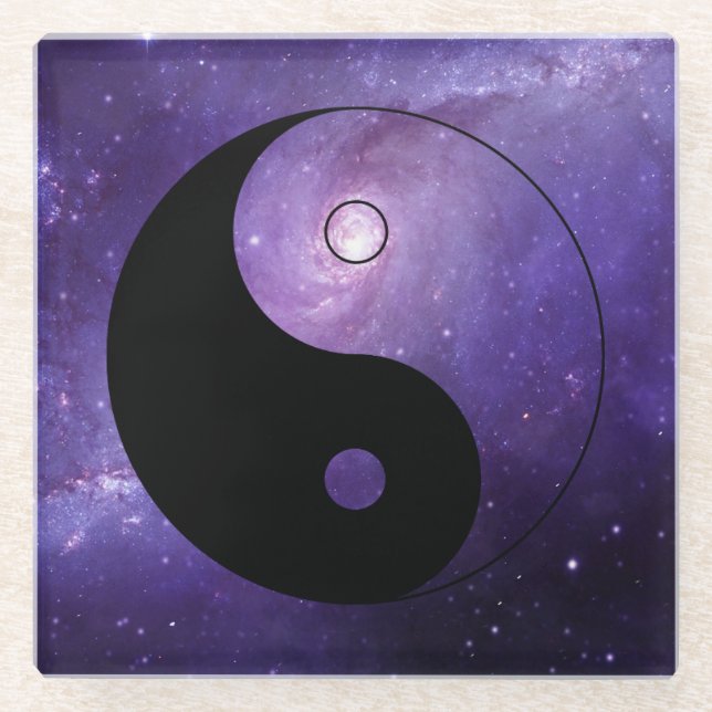 Yin yang night sky glass coaster (Front)