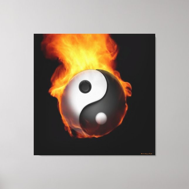Yin Yang on Fire Stretched Canvas Print (Front)