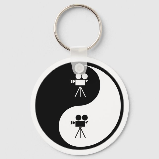 Yin Yang Operating a Camera Keychain (Front)