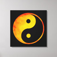 Yin Yang Orange and Yellow Watercolor on Black