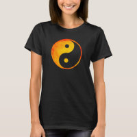 Yin Yang Orange and Yellow Watercolor on Black