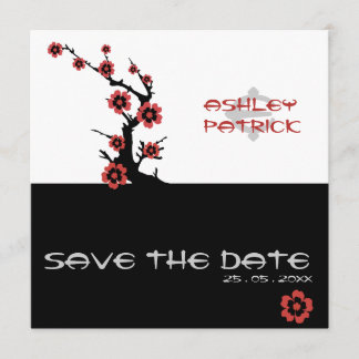 Yin-Yang Oriental Sakura Wedding Invitation