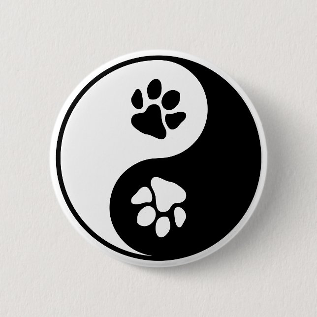 Yin Yang Paw  2 Inch Round Button (Front)