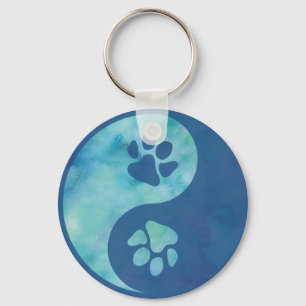 Yin Yang Paw Blue Keychain