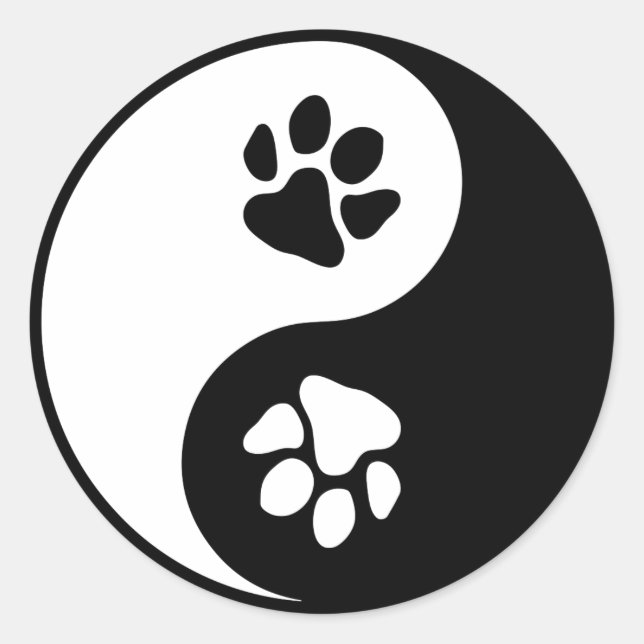 Yin Yang Paw Classic Round Sticker (Front)