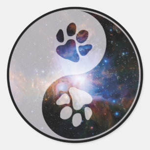 Yin Yang Paw Cosmic Classic Round Sticker