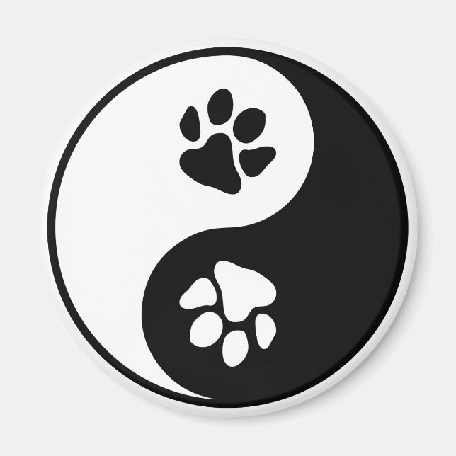 Yin Yang Paw (Custom Colours) Magnet (Front)