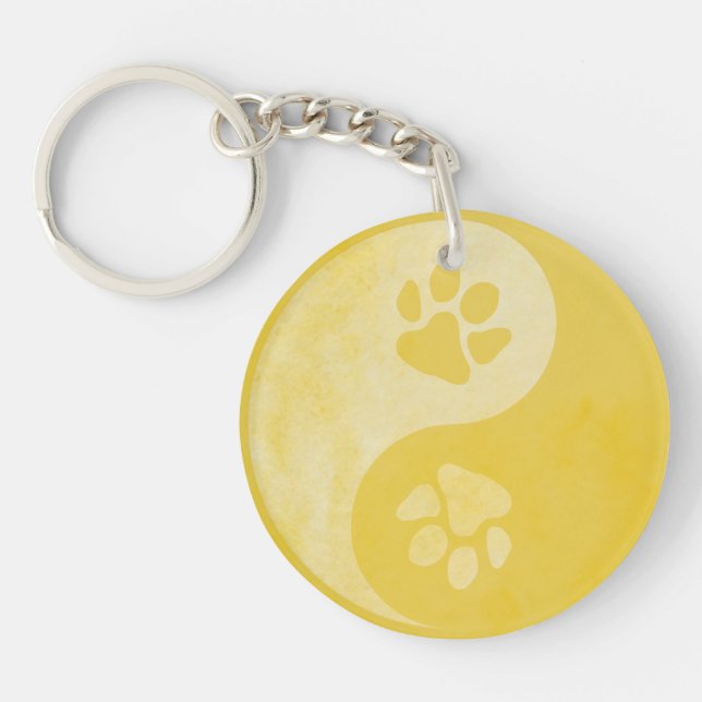 Yin Yang Paw Gold Keychain (Front)