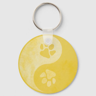 Yin Yang Paw Gold Keychain