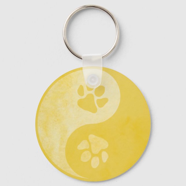 Yin Yang Paw Gold Keychain (Front)