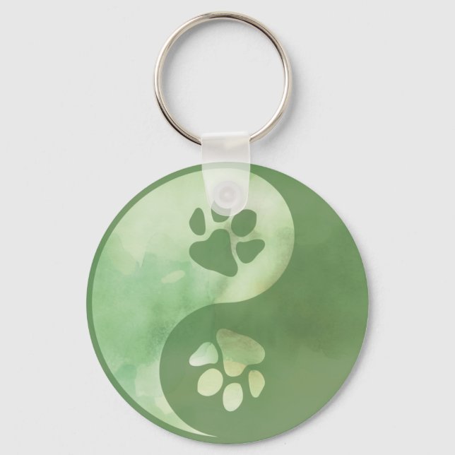 Yin Yang Paw Green Keychain (Front)