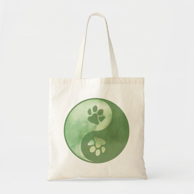 Yin Yang Paw Green Tote Bag (Front)