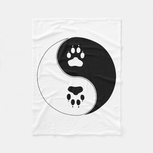 Yin Yang Paw Print Fleece Blanket (Front)